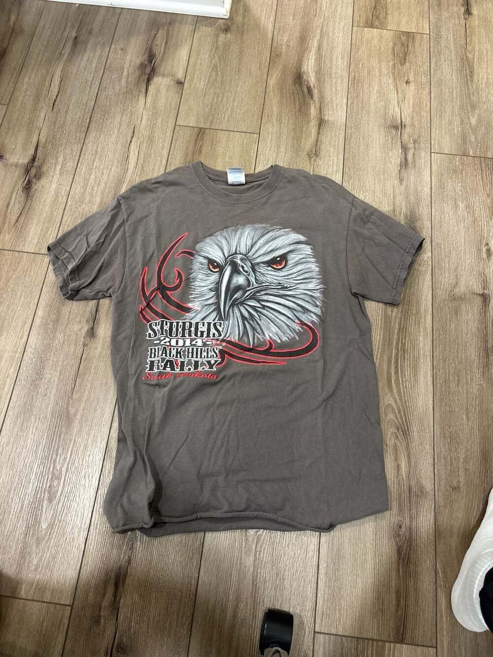 Sturgis 2014 Black Hills Rally Eagle Print Grey T Shirt Size Mens M